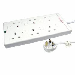 Microconnect GRU006WUK-SWITCH prolunghe e multiple 2 m 6 presa[e] AC Bianco (6-way UK Socket 2M White - Warranty: 300M)