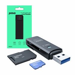 PREVO CR311 lettore di schede USB 3.2 Gen 1 [3.1 Gen 1] Type-A Nero (Prevo CR311 USB 3.0 Card Reader, High-speed Memory Card Adapter Supports SD/Micro SD/TF/SDHC/SDXC/MMC, Compatible with Windows, ...