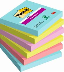 Post-It 7100263206 pouch autoadesiva Quadrato Blu, Verde, Rosa 90 fogli Autoadesivo (Post-It Pack of 6 Super Sticky Notes 76x76mm 90 Sheets Cosmic Colours)