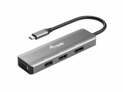Equip Adattatore da USB-C a HDMI/DisplayPort/VGA/USB (Usb-C To Hdmi/Displayport/Vga - /Usb Adapter - Warranty: 12M)