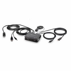 StarTech.com 2-Port Hybrid USB-C DisplayPort Cable KVM Switch, 4K 60Hz, Compact KVM with 6ft/1.8m USB-A/DisplayPort/Audio & 4ft/1.2m USB-C Integrated Host Cables, Bus Powered - Remote Push Button/H...