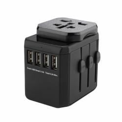 Microconnect MC-TRAVELADAPTER2 presa elettrica Nero (World Travel Adapter, 4 USB A - ports, with Universal to EU - power plug - Warranty: 300M)