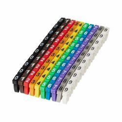 Microconnect MC-CABLEMARKER segnacavo Nero, Blu, Marrone, Verde, Grigio, Arancione, Rosso, Viola, Bianco, Giallo 100 pz (Numbered Cable Marker Clips - 0-9 MicroConnect Numbered - Cable Marker Clips...