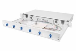 Digitus Scatola di giunzione LWL, attrezzata, LC, OS2 (FIBER OPTIC SPLICE BOX LC OS2 - 1U 6XLC-DX CAS. PIGTAILS COUPLER)