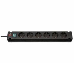 Power extension 3 m 6 AC - outlet[s] Indoor Black - Bremounta Extension Socket 6-way black 3m H05VV-F 3G1.5 - Warranty: 12M