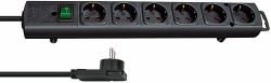 Power extension 2 m 6 AC - outlet[s] indoor Black 6fach - 2m Flachst. sw 26 - Warranty: 12M