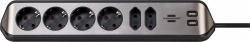 Power Extension 2 M 6 Ac - Outlet[S] Indoor Black, - Silver - Warranty: 12M
