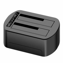 CoreParts MS-CLONER-SATA2.5-3.5 storage drive docking station Black (USB3.0 dual bay HDD clone - docking station with RGB - gaming design - Warranty: 12M)