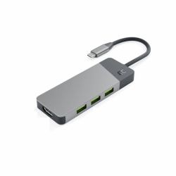 green cell HUBGC01 hub di interfaccia USB tipo-C 5000 Mbit/s Argento 