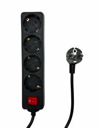 Microconnect MC-GRU0045BS prolunghe e multiple 5 m 4 presa[e] AC Interno Nero (4-way Schuko Socket on/off - switch 5M Black - Warranty: 300M)