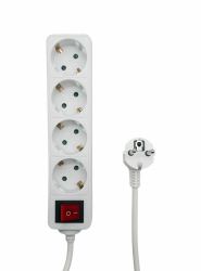 Microconnect MC-GRU0045WS prolunghe e multiple 5 m 4 presa[e] AC Interno Bianco (4-way Schuko Power Strip - on/off switch 5M, White - Warranty: 300M)