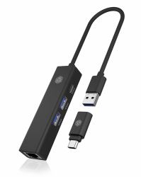 RaidSonic ICY BOX IB-HUB1439-LAN Cablato USB 3.2 Gen 1 [3.1 Gen 1] Type-A Nero 