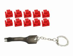 Microconnect MC-RJ45PORTBLOCK-R clip sicura RJ-45 Rosso 10 pz (RJ45 Port blockers with key - tool red, 10 pcs. - Warranty: 300M)
