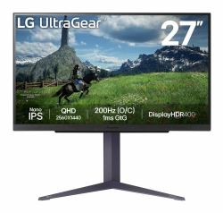 LG 27GS85Q-B Monitor PC 68,6 cm [27"] 2560 x 1440 Pixel Quad HD Nero, Grigio, Viola 