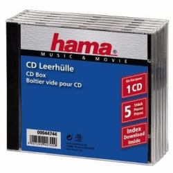 Hama Custodia per CD - 5 pz. (STANDARD CD JEWEL CASE 5 PACK BLACK)