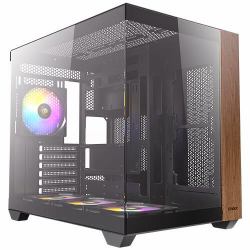 Antec CX800 Midi Tower Nero, Legno (Antec CX800 Wood Mid Tower Gaming Case, 1 x USB Type-C / 1 x USB 3.0, Tempered Glass Front and Side Window Panel, Dual Chamber Design, 4 x Pre-Installed ARGB LED...