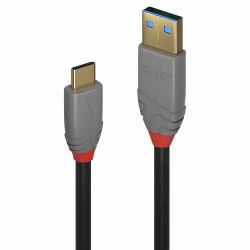 Lindy 36919 cavo USB 3 m USB C USB A 10 Gbit/s Nero (3m USB 3.2 Type A to C Cable, - 10Gbps, 5A, PD, Anthra Line)