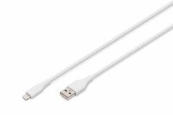 Digitus Cavo di collegamento in silicone Lightning, USB-A - Lightning 1 m, bianco (1M LIGHTNING TO USB-A WHITE - SILICONE USB 2.012W)