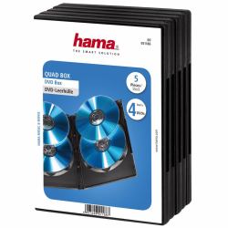 Hama DVD Quad Box, Black, Package of 5 pieces 4 dischi Nero (QUAD BOX DVD JEWEL CASE 5 PACK BLACK)