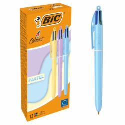 BIC 4 Colours Multicolore Medio 12 pz (Bic Pack of 12 Assorted Colour Pastel Ballpoint Pen 1.0mm Tip)