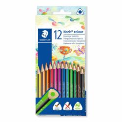 Staedtler 187 Nero, Blu, Marrone, Verde, Azzurro, Verde chiaro, Mauve, Arancione, Pesca, Rosso, Giallo 12 pz (Farveblyant Noris WOPEX trekantet [12])