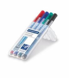 Staedtler Lumocolor correctable 305 evidenziatore 4 pz Verde, Nero, Blu, Rosso (STAEDTLER Folienstift 305F WP4-1 [305F)