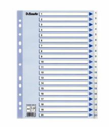 Esselte 100138 intercalare Indice a linguetta numerico Polipropilene [PP] Blu, Bianco (Register Non-Stop A4 1-20 Wht)