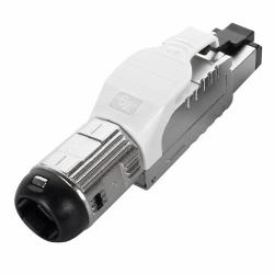 Cablenet 22-2202 cavo di collegamento RJ-45 Bianco, Metallico (Cat 6a FTP F-Term PLUG Wh LATCH)