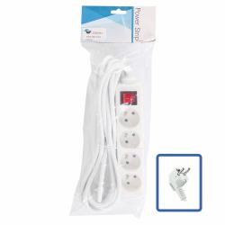 4-WAY POWER STRIP: WHITE - - ON/OFF SWITCH - 5M CABLE - Warranty: 24M