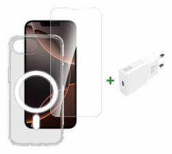 4smarts 541359 mobile phone starter kit Trasparente, Bianco (3IN1 PREMIUM STARTER SET - APPLE IPHONE 16E MAGSAFE)