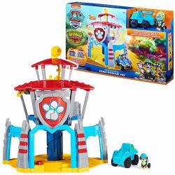 PAW Patrol , Dino Rescue HQ Playset with Sounds and Exclusive Rex Figure and Vehicle (Spin Master PP Dino Headquarters - 605)
