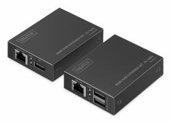 Digitus Set di estensori KVM HDMI, 4K/30Hz (HDMI KVM EXTENDER SET 4K/30HZ - 4K/30HZ 40/70 M POC CAT BLACK)