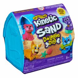 Kinetic Sand , Doggie Dig with Surprise Multipurpose Dog Tool, 6oz Beach Sand and Play Sand Storage [Styles May Vary], Sensory Toys for Kids (Kinetic Sand Doggie Dig)
