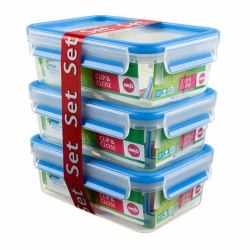 EMSA 508558 recipiente per cibo Rettangolare Scatola 1 L Blu, Trasparente 3 pz (EMSA 508558 enhed til madopbevaring Re)