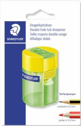 Staedtler Temperamatite a due fori colori assortiti con contenitore trucioli (Blyantsspidser m/holder Bouble ass tra)