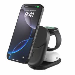 Belkin WIZ037MYBK mobile device charger Headphones, Smartphone Black USB Wireless charging Fast charging Indoor (25W QI2 3IN1 MAGNETIC CHARGEUK BLKRD)