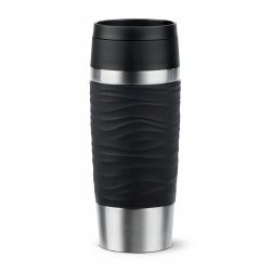 EMSA Travel Mug Waves 36 ml Nero, Acciaio inox (TRAVEL MUG Waves Thermobecher [schwarz)