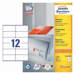 Avery 3424-200 etichetta autoadesiva Rettangolo Permanente Bianco 2400 pz (Self-Adhesive Label Rectangle - Permanent White 2400 Pc[S] - Warranty: 12M)