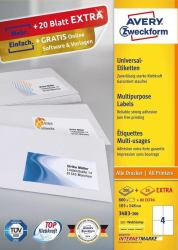Avery 3483-200 etichetta autoadesiva Rettangolo Permanente Bianco 880 pz (Self-Adhesive Label Rectangle - Permanent White 880 Pc[S] - Warranty: 12M)