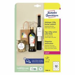 Avery T2004-10 etichetta non adesiva 120 pz Bianco Rotondo (Non-Adhesive Label 120 Pc[S] - White Round - Warranty: 12M)