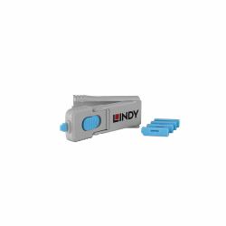 Lindy 40324 clip sicura Bloccaporte + chiave DisplayPort Blu Acrilonitrile butadiene stirene [ABS] 5 pz (40324 DP Port Blocker Key - - Pack of 4 Blockers, Blue - Warranty: 60M)