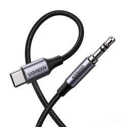 ugreen 30633 cavo audio 1 m 3.5mm USB tipo-C Nero, Argento 