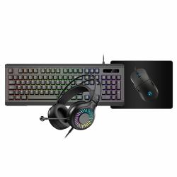 vida GAMER BLK 4IN1 USB KB MS HS KIT tastiera Mouse incluso Gaming QWERTY Inglese UK Nero 