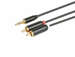 Prokord AUDIO-0014 cavo audio 2 m 3.5mm 2 x RCA Nero (Prokord Audiokabel 2m Mini-telefonster)