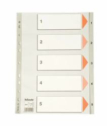 Esselte 100103 intercalare Indice a linguetta numerico Polipropilene [PP] Grigio (Esselte register PP A4 1-5 grÃ¥)