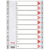 Esselte 100105 intercalare Indice a linguetta numerico Cloruro di polivinile [PVC] (Esselte register PP A4 1-10 grÃ¥)
