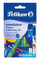 Pelikan 812726 pastello colorato Multicolore 12 pz (Pelikan Ausmal-Set Combino, Block + 12 Buntstifte)