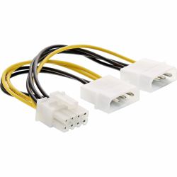 InLine Cavo di alimentazione int. 2x 4poli 5,25” M a 8poli PCIe F, 0,15m (inLine ATX Stromadapter 2x 5.25" -> 8-pin [PCIe])