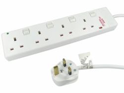 Cables Direct RB-02-4GANGSWD protezione da sovraccarico 4 presa[e] AC Bianco 2 m (CDL 2MTR 4 GANG UK SWITCHED)