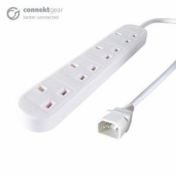 2M 4 WAY POWER EXTENSION BLOCK - C14 PLUG TO 4 X UK SOCKETS - WHT